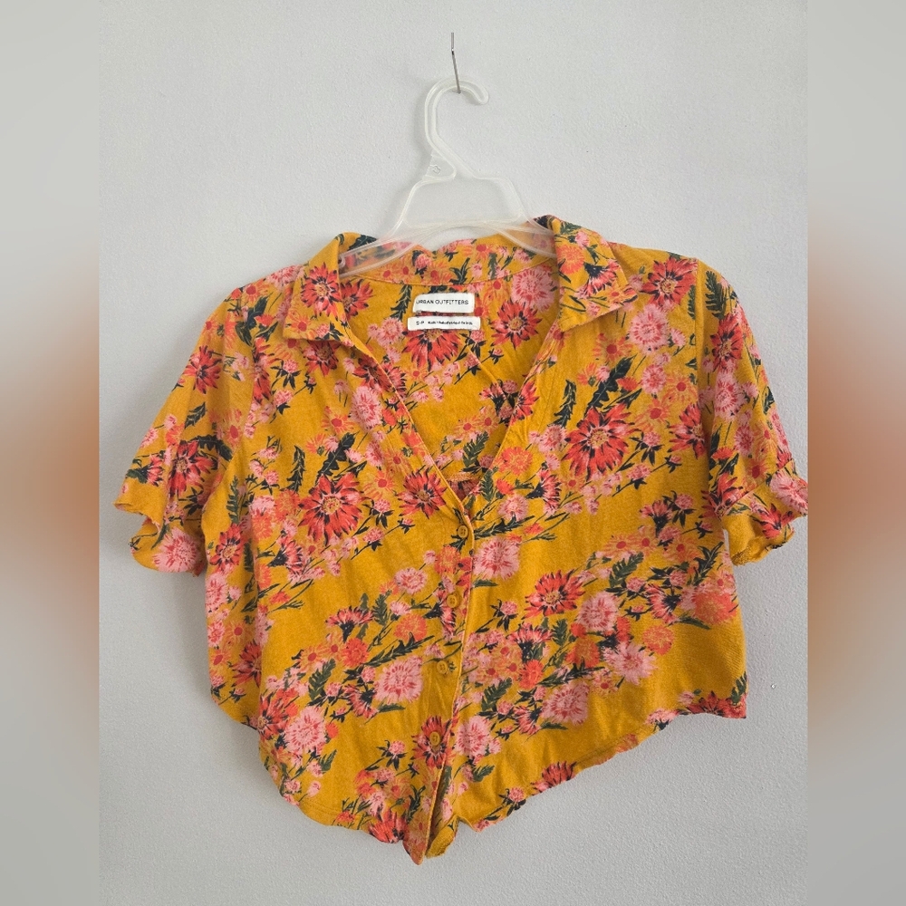 Urban Outfitters Floral Yellow Crop Top